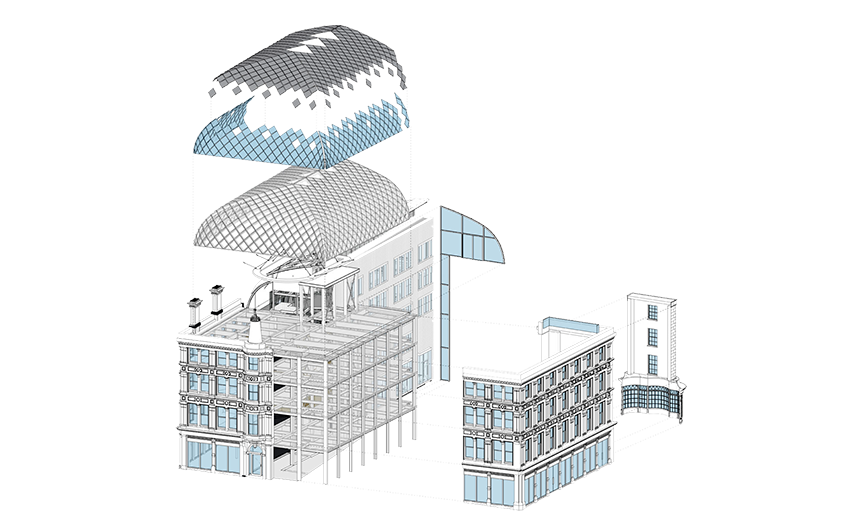 5. Exploded axonometric view of Devonshire Row.