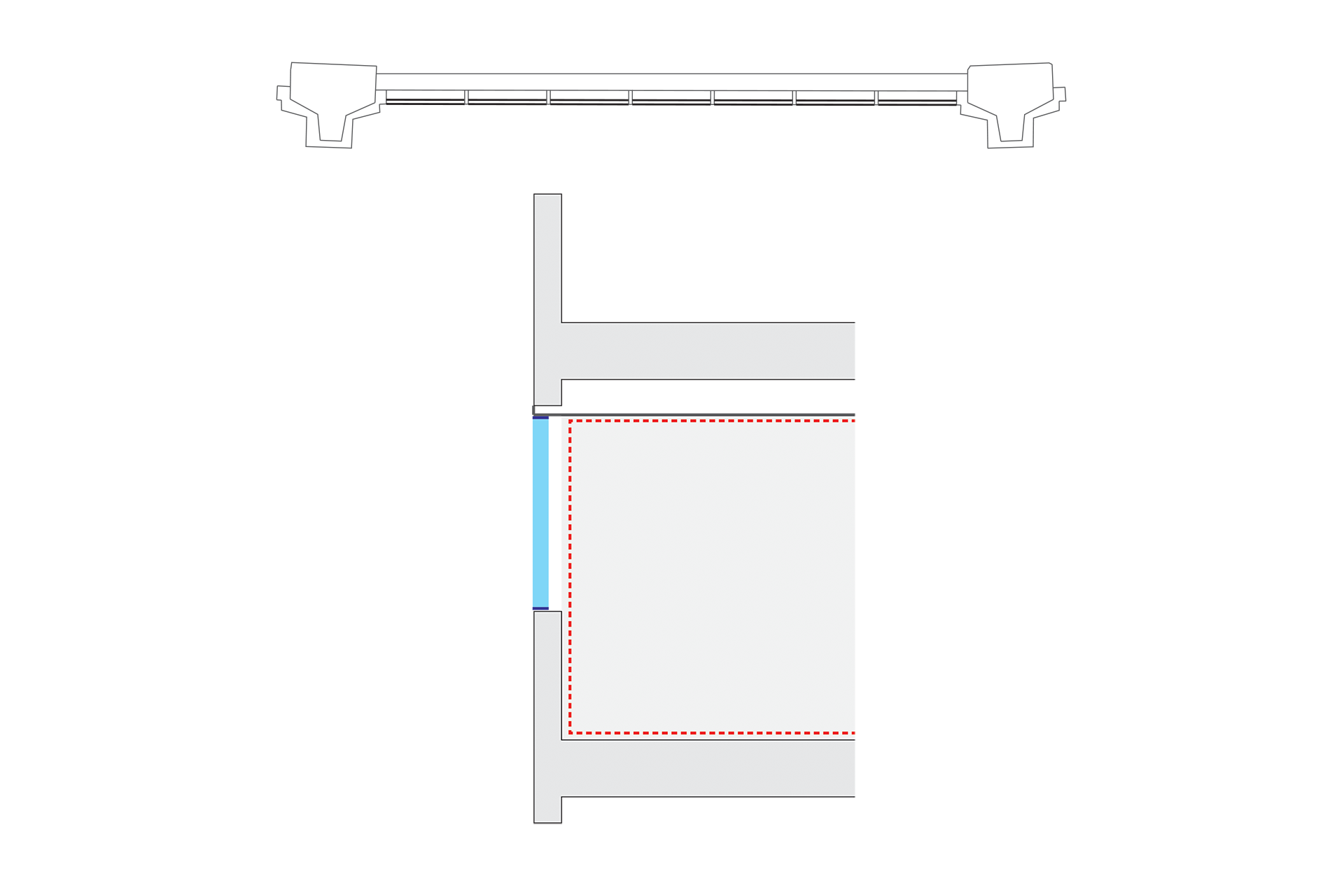 Existing facade - Compressed spatial expression & minimum daylight.